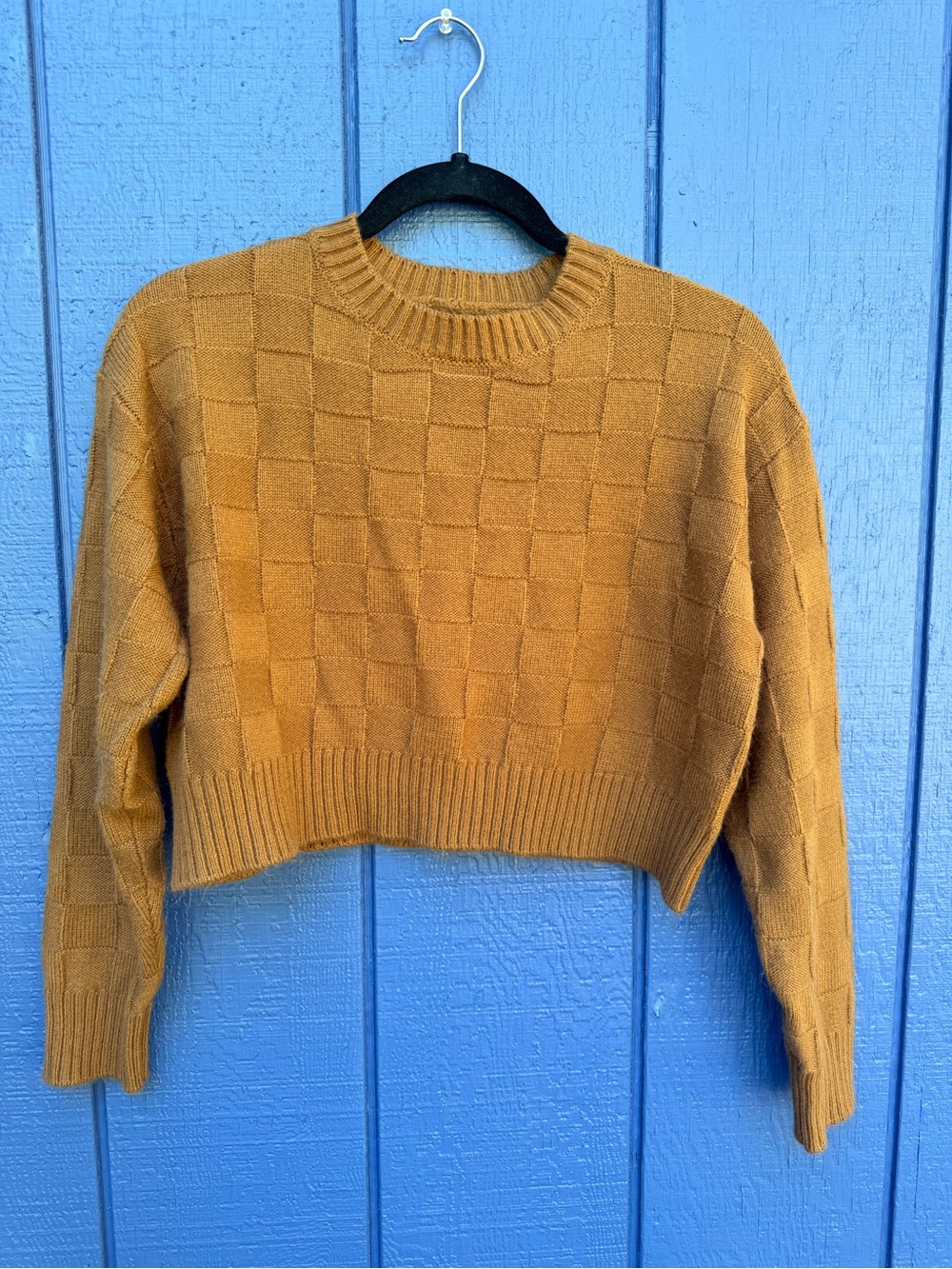 Fashion Nova Brown Checker Knit Sweater